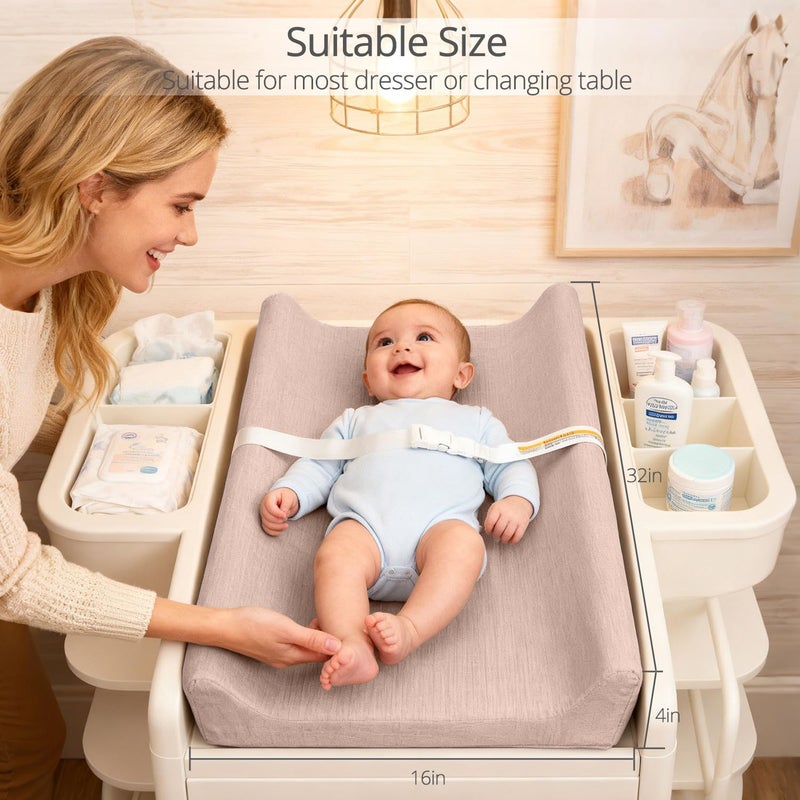 JVEOO Muslin Baby Changing Pad, 2 Pack Muslin Soft Cotton Covers & Waterproof Lining Foam Diaper Changing Table Pad 32" x 16.6" Mat for Dressers - Image 5